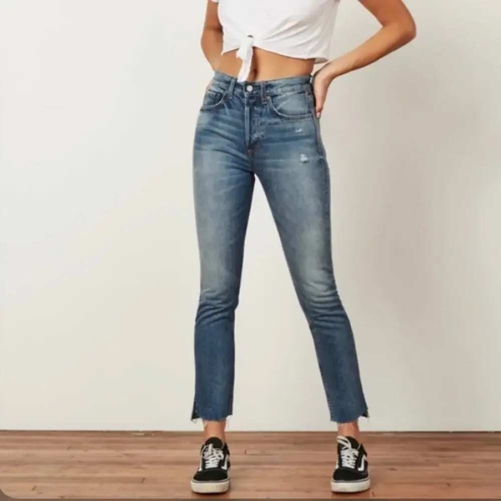 Boyish‎ Billy Distressed Medium Wash Straight Skinny Jeans Rear Window Size 27